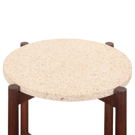 Abstract 18" Side Table with Casted Cement Top and Mango Wood Base from Home Trends & Design - Luna Furniture