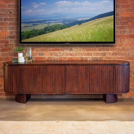 Athena 79" Media Cabinet in Aged Mahogany from Home Trends & Design - Luna Furniture