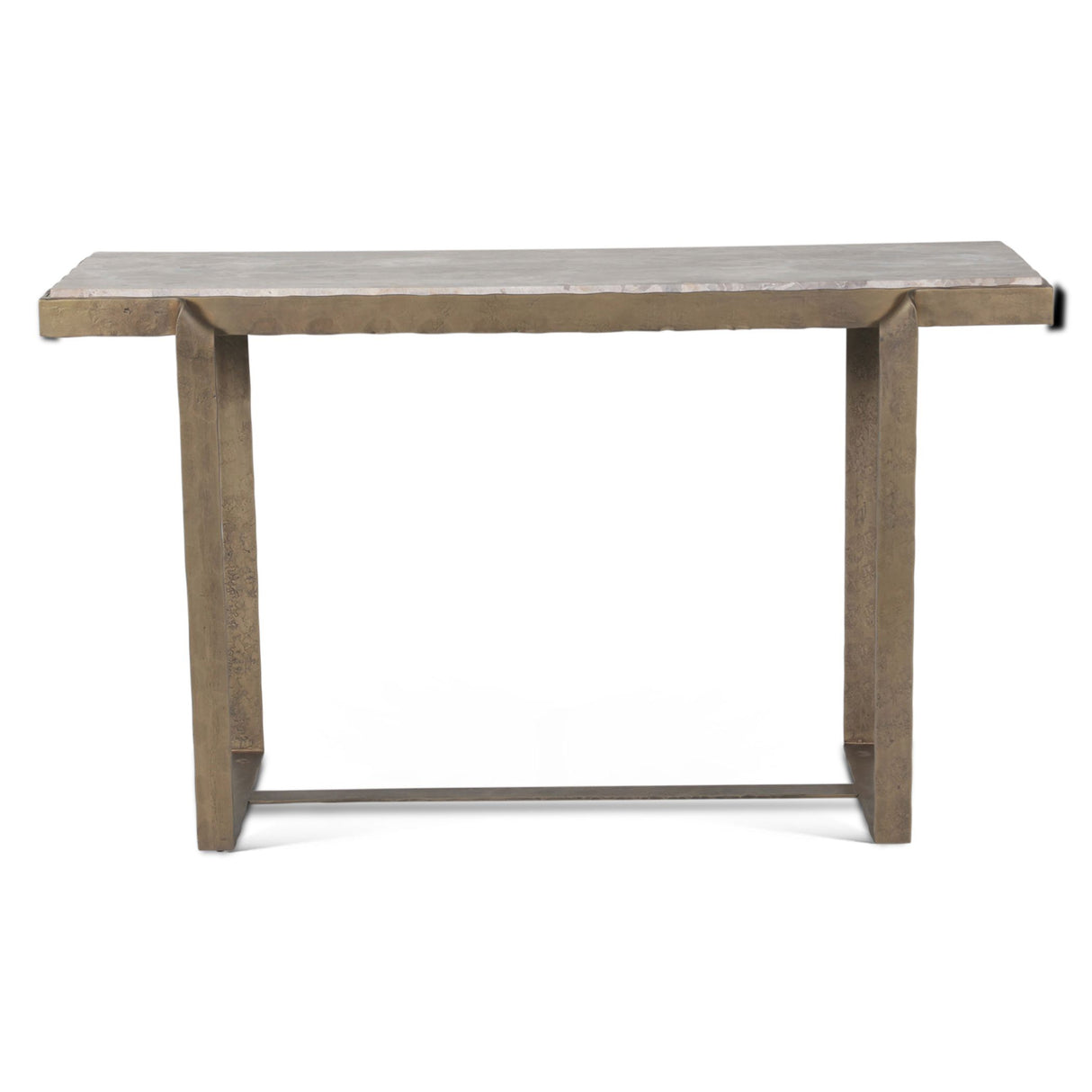 Argos 52" Console Table with Capri Beige Marble Top and Antique Brass Base from Home Trends & Design - Luna Furniture