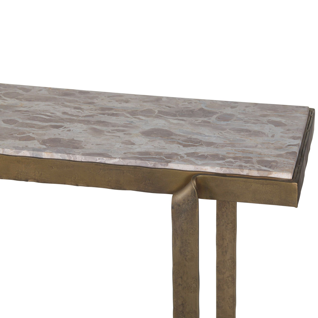 Argos 52" Console Table with Capri Beige Marble Top and Antique Brass Base from Home Trends & Design - Luna Furniture