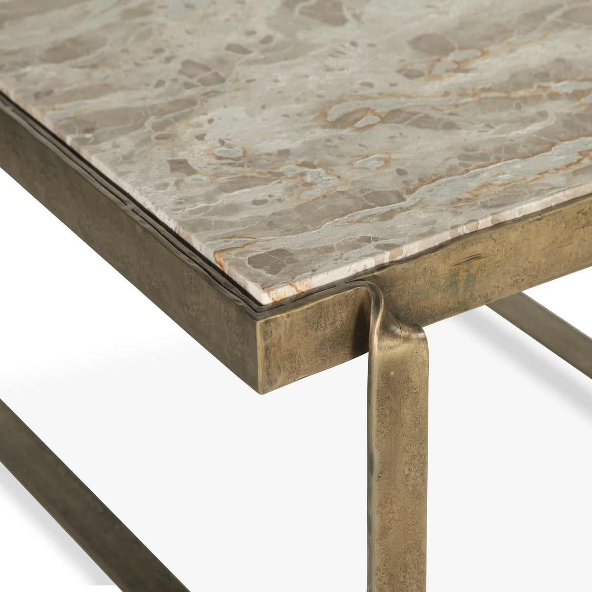 Argos 32" Coffee Table with Marble and Antique Brass from Home Trends & Design - Luna Furniture