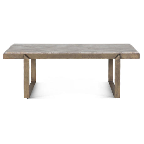 Argos 49" Large Coffee Table with Beige Marble Top and Antique Brass Base from Home Trends & Design - Luna Furniture