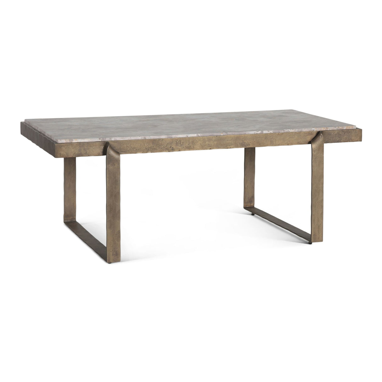 Argos 49" Large Coffee Table with Beige Marble Top and Antique Brass Base from Home Trends & Design - Luna Furniture