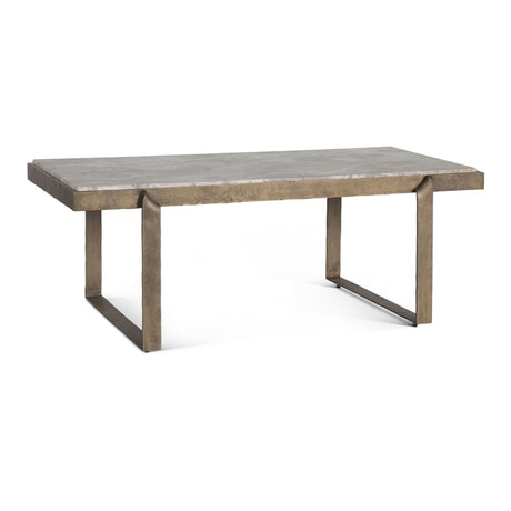 Argos 49" Large Coffee Table with Beige Marble Top and Antique Brass Base from Home Trends & Design - Luna Furniture