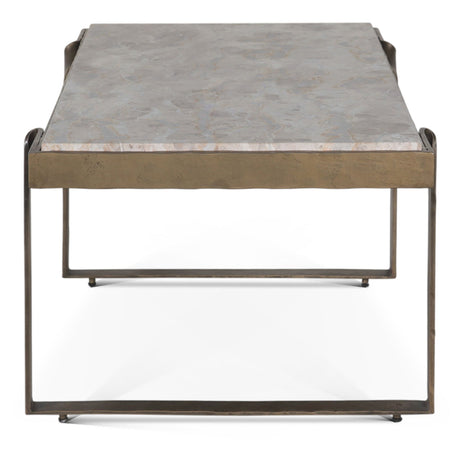 Argos 49" Large Coffee Table with Beige Marble Top and Antique Brass Base from Home Trends & Design - Luna Furniture