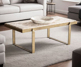 Argos 49" Large Coffee Table with Beige Marble Top and Antique Brass Base from Home Trends & Design - Luna Furniture
