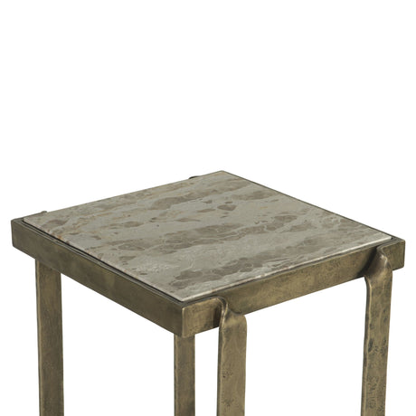 Argos 20" Side Table with Marble and Antique Brass from Home Trends & Design - Luna Furniture