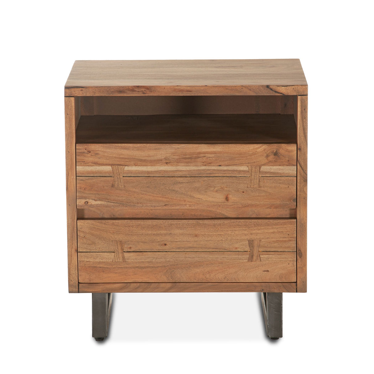 Aspen 24" Two Drawer Nightstand in Smoked Acacia from Home Trends & Design - Luna Furniture