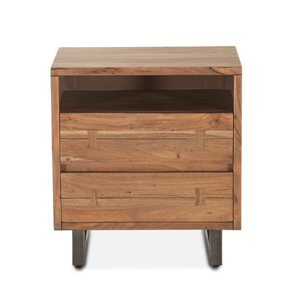 Aspen 24" Two Drawer Nightstand in Smoked Acacia