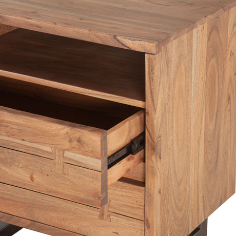 Aspen 24" Two Drawer Nightstand in Smoked Acacia from Home Trends & Design - Luna Furniture