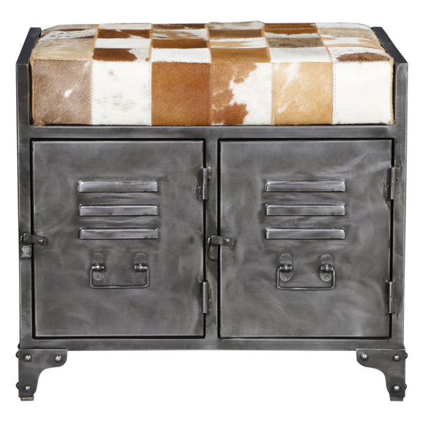 Austin 23" Small Brown Hair on Hide Reclaimed Locker Bench