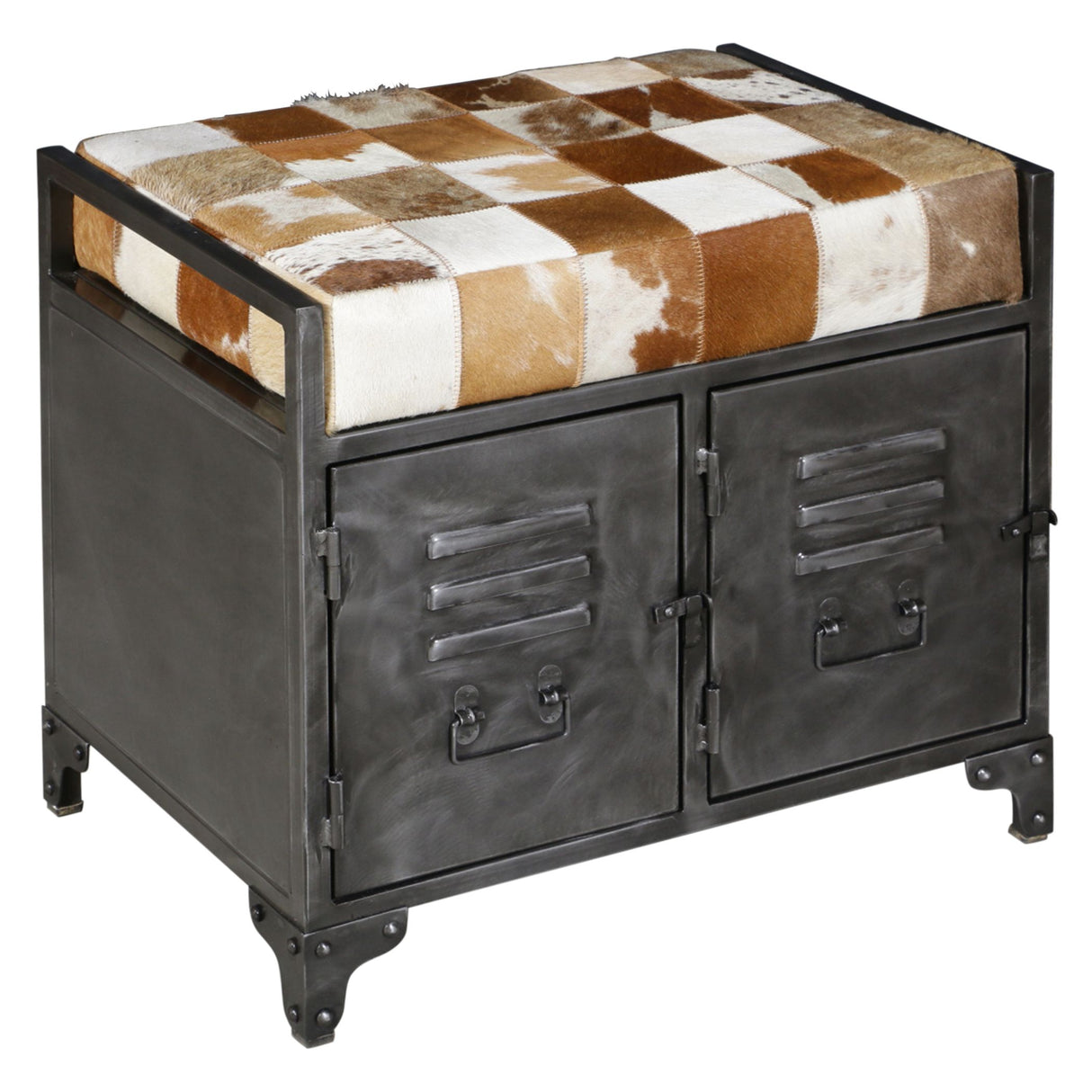Austin 23" Small Brown Hair on Hide Reclaimed Locker Bench