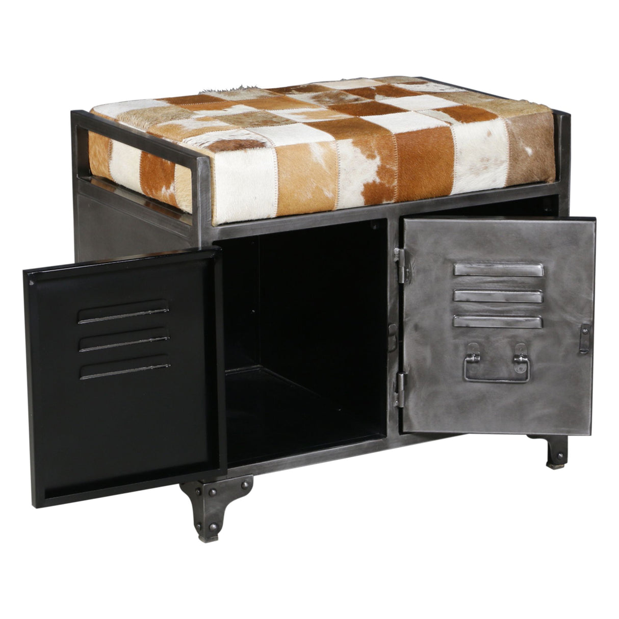 Austin 23" Small Brown Hair on Hide Reclaimed Locker Bench