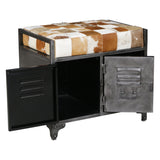 Austin 23" Small Brown Hair on Hide Reclaimed Locker Bench