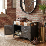 Austin 23" Small Brown Hair on Hide Reclaimed Locker Bench