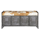Austin 47" Large Brown Hair on Hide Reclaimed Locker Bench