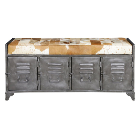 Austin 47" Large Brown Hair on Hide Reclaimed Locker Bench from Home Trends & Design - Luna Furniture