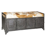 Austin 47" Large Brown Hair on Hide Reclaimed Locker Bench