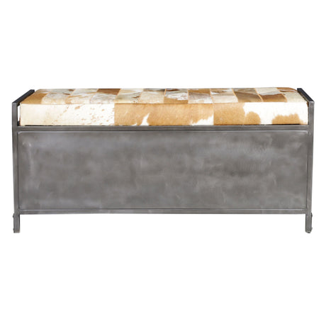 Austin 47" Large Brown Hair on Hide Reclaimed Locker Bench from Home Trends & Design - Luna Furniture