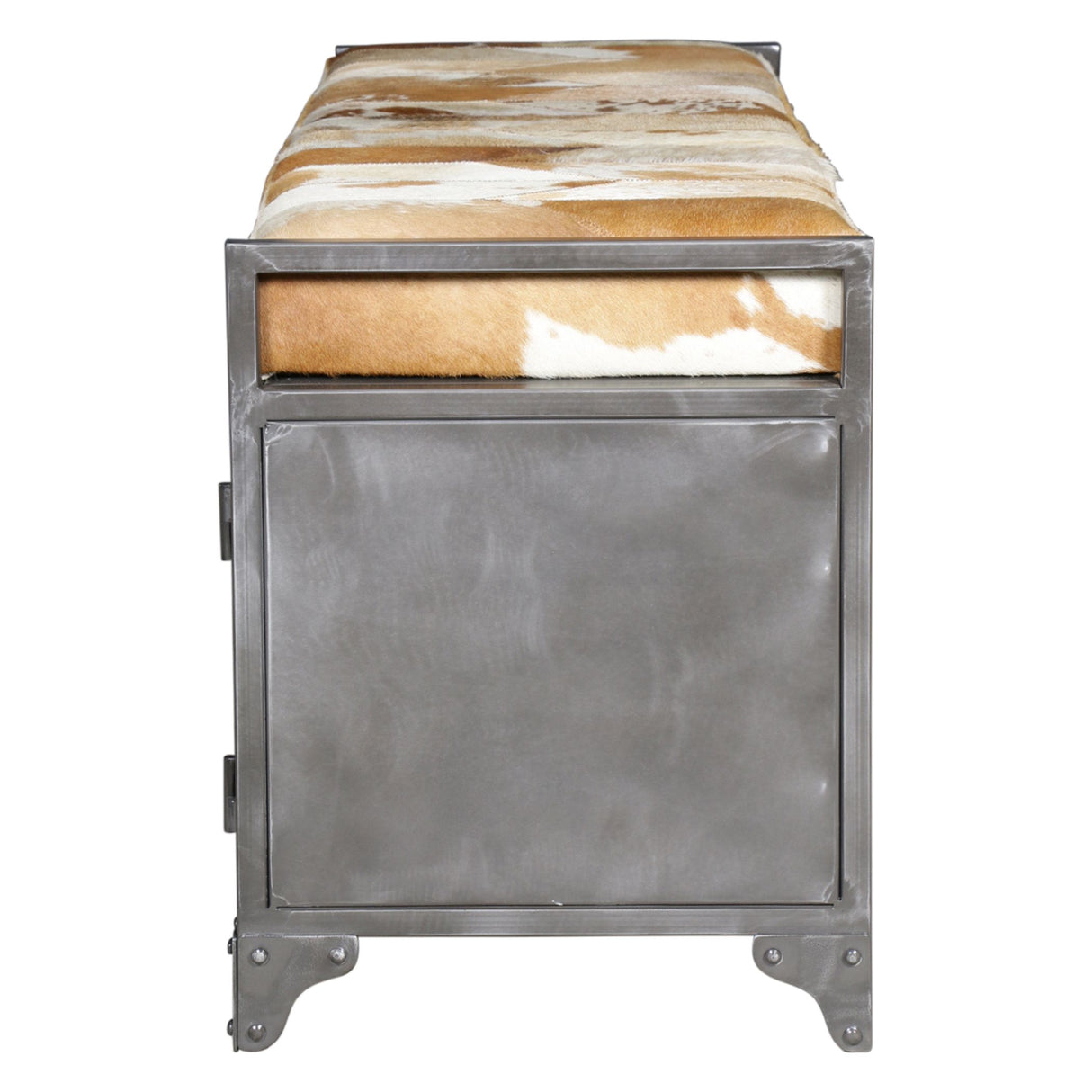 Austin 47" Large Brown Hair on Hide Reclaimed Locker Bench