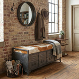 Austin 47" Large Brown Hair on Hide Reclaimed Locker Bench