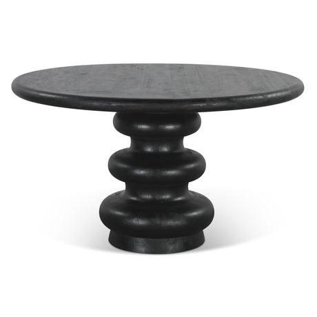Bilboa 52" Round Dining Table in Distressed Black from Home Trends & Design - Luna Furniture