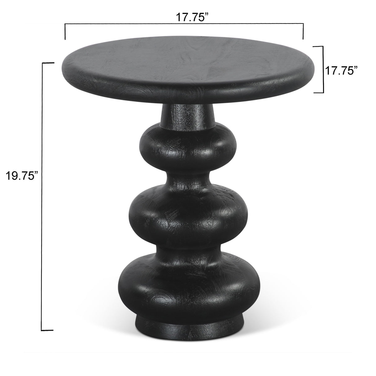 Biloba 18" Side Table in Distressed Black from Home Trends & Design - Luna Furniture
