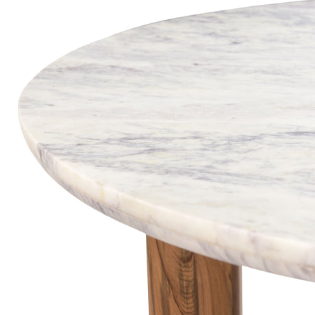 Barcelona 54" Round Dining Table with White Marble and Reclaimed Wood Legs from Home Trends & Design - Luna Furniture