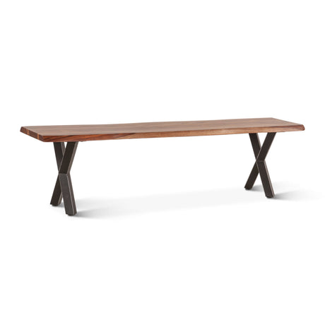 Brisbane 68" Dining Bench in Natural Sheesham and Iron from Home Trends & Design - Luna Furniture