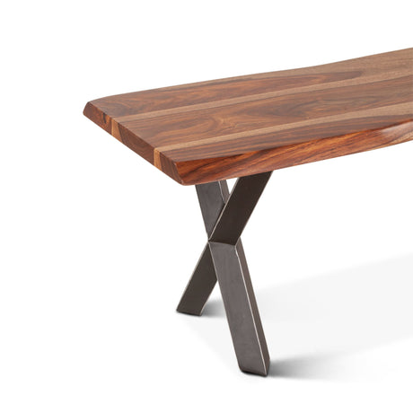 Brisbane 68" Dining Bench in Natural Sheesham and Iron from Home Trends & Design - Luna Furniture
