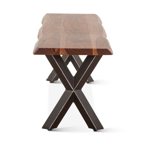 Brisbane 68" Dining Bench in Natural Sheesham and Iron from Home Trends & Design - Luna Furniture