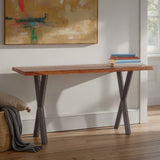 Brisbane 58" Console Table in Natural Sheesham Wood and Iron from Home Trends & Design - Luna Furniture
