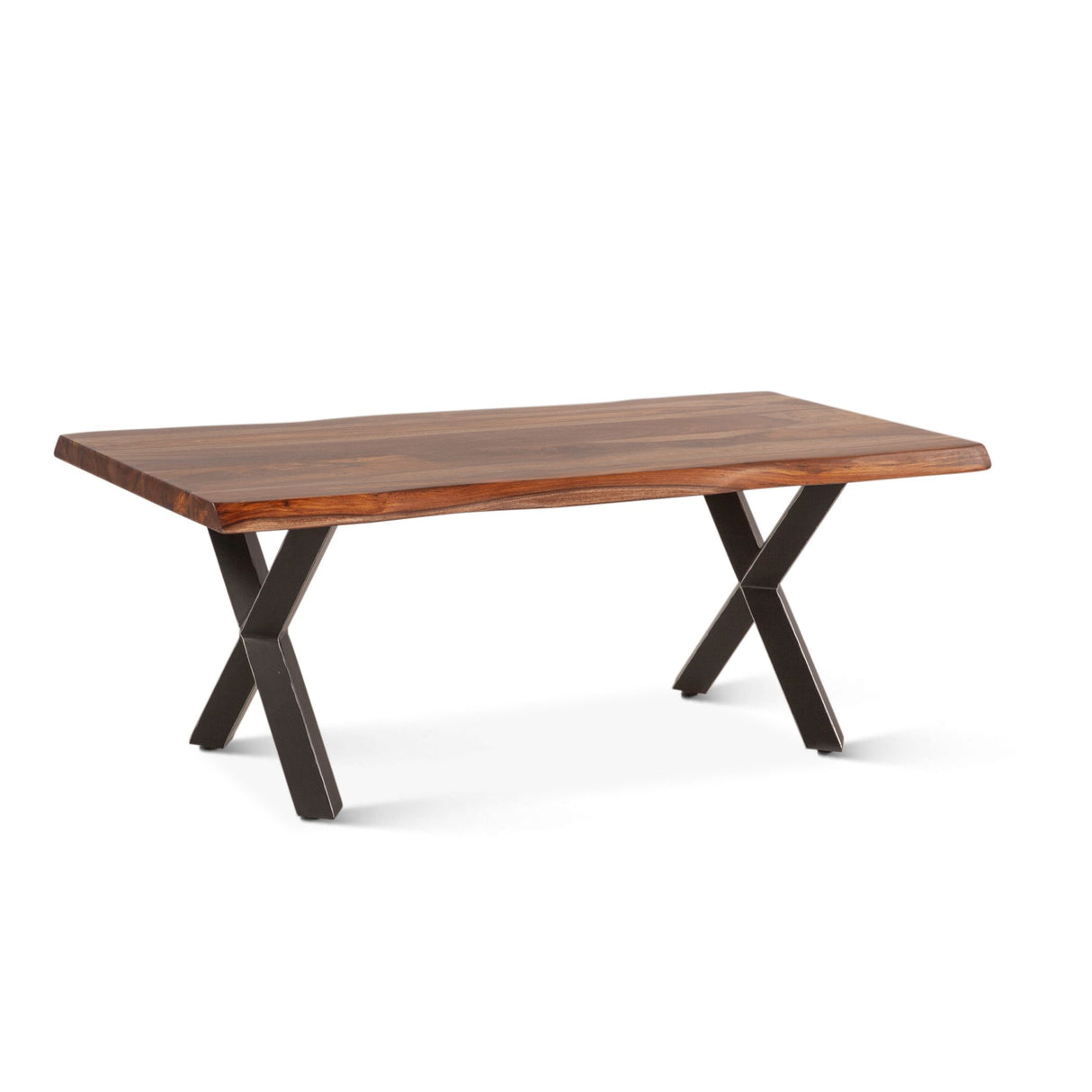 Brisbane 46" Coffee Table in Natural Sheesham Wood and Iron from Home Trends & Design - Luna Furniture