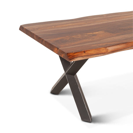 Brisbane 46" Coffee Table in Natural Sheesham Wood and Iron from Home Trends & Design - Luna Furniture