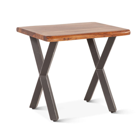 Brisbane 26" Side Table in Natural Sheesham Wood and Iron from Home Trends & Design - Luna Furniture