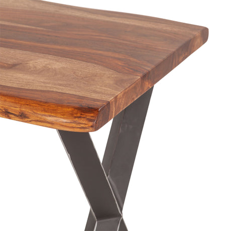 Brisbane 26" Side Table in Natural Sheesham Wood and Iron from Home Trends & Design - Luna Furniture