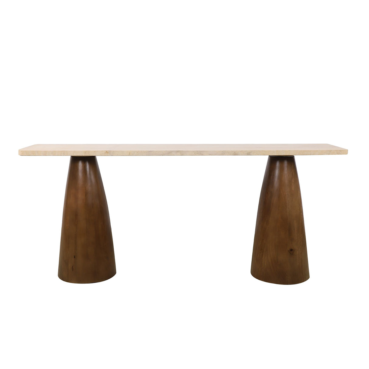 Breton 72" Console Table with Travertine Top in Walnut from Home Trends & Design - Luna Furniture