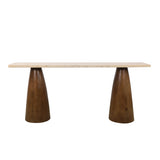 Breton 72" Console Table with Travertine Top in Walnut from Home Trends & Design - Luna Furniture