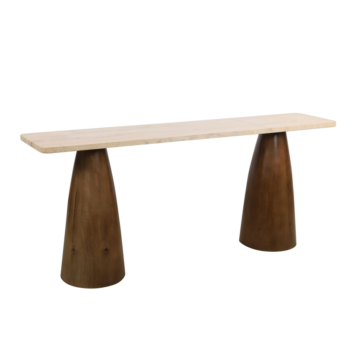 Breton 72" Console Table with Travertine Top in Walnut from Home Trends & Design - Luna Furniture