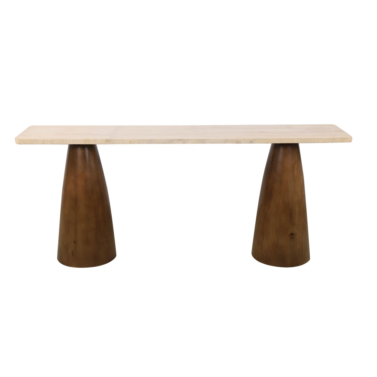 Breton 72" Console Table with Travertine Top in Walnut from Home Trends & Design - Luna Furniture