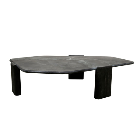 Breton 64" Hexagonal Coffee Table with Lava Marble Top with Dark Mango Base from Home Trends & Design - Luna Furniture