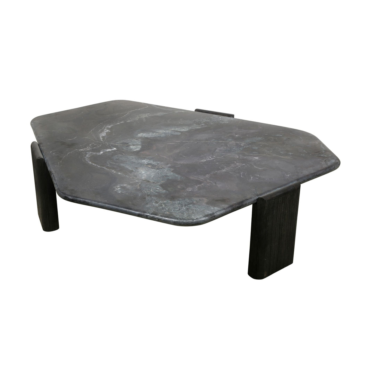 Breton 64" Hexagonal Coffee Table with Lava Marble Top with Dark Mango Base from Home Trends & Design - Luna Furniture
