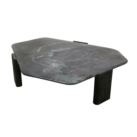 Breton 64" Hexagonal Coffee Table with Lava Marble Top with Dark Mango Base from Home Trends & Design - Luna Furniture