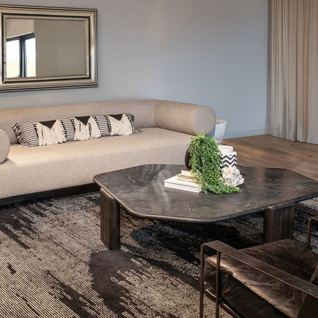 Breton 64" Hexagonal Coffee Table with Lava Marble Top with Dark Mango Base from Home Trends & Design - Luna Furniture