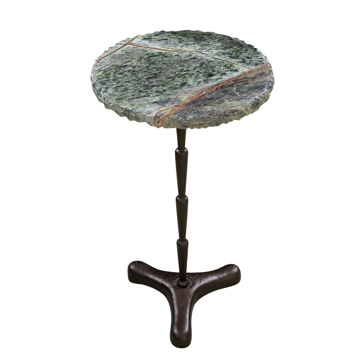 Breton 15" Accent Table with Green Bidasar Marble and Iron from Home Trends & Design - Luna Furniture