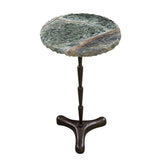 Breton 15" Accent Table with Green Bidasar Marble and Iron from Home Trends & Design - Luna Furniture