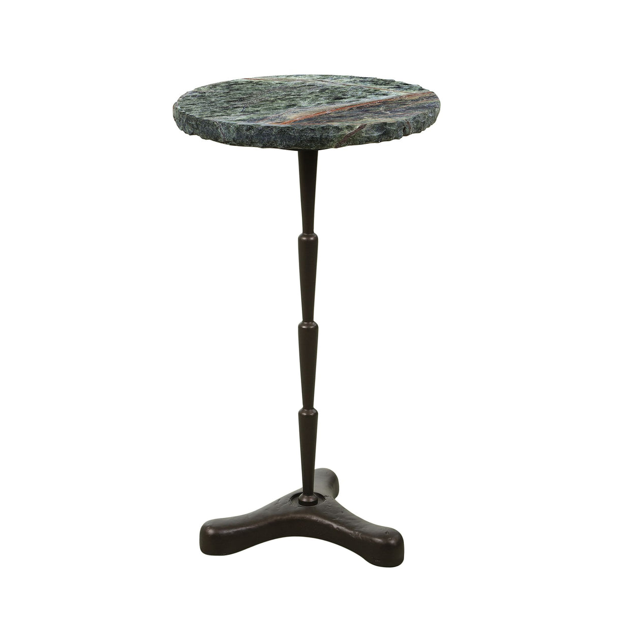 Breton 15" Accent Table with Green Bidasar Marble and Iron from Home Trends & Design - Luna Furniture