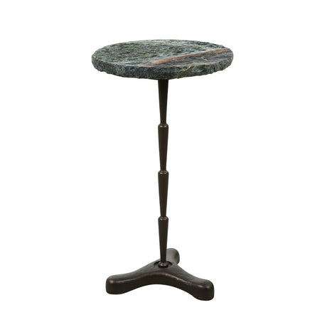 Breton 15" Accent Table with Green Bidasar Marble and Iron from Home Trends & Design - Luna Furniture