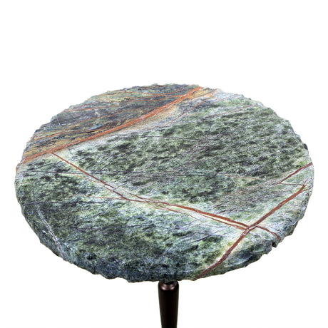 Breton 15" Accent Table with Green Bidasar Marble and Iron from Home Trends & Design - Luna Furniture