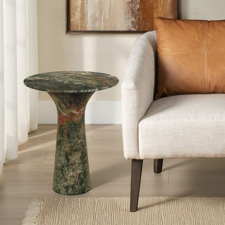 Breton 18" Side Table in Green Bidasar Marble from Home Trends & Design - Luna Furniture